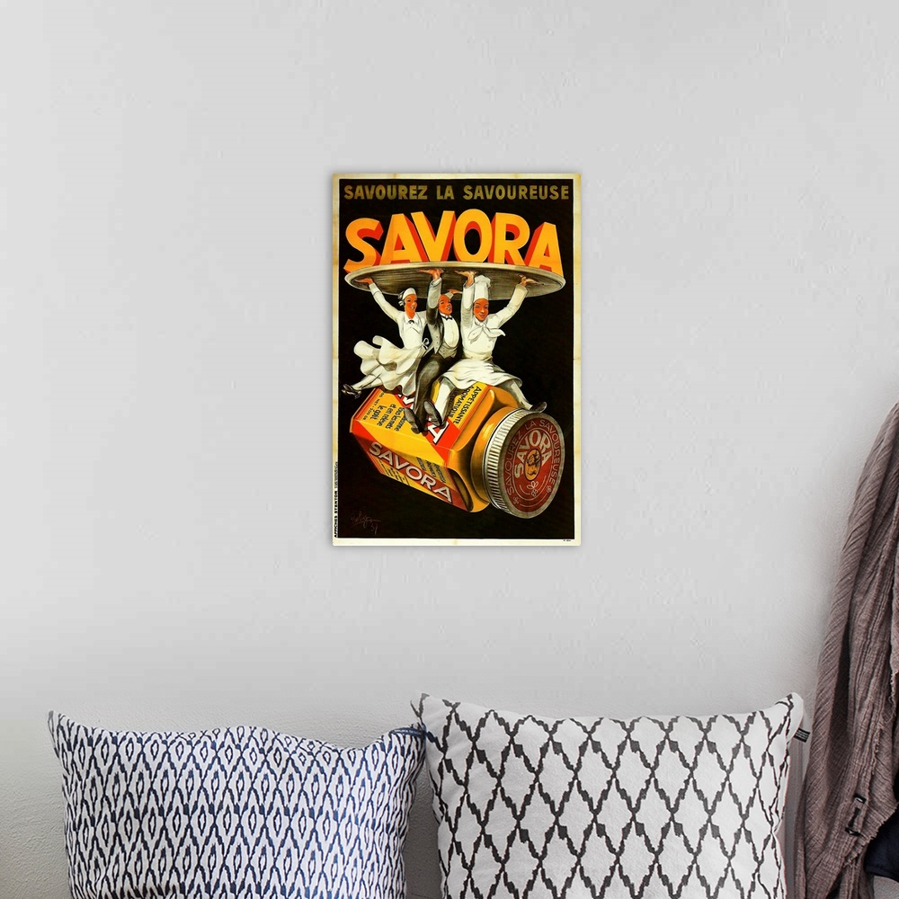 A bohemian room featuring Savora Mustard - Vintage Food  Advertisement