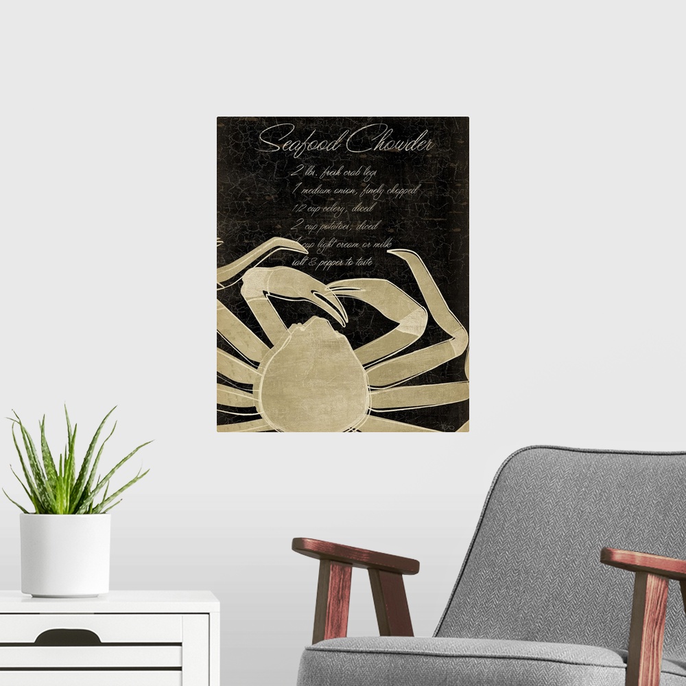 A modern room featuring Crab with a Seafood Chowder Recipe