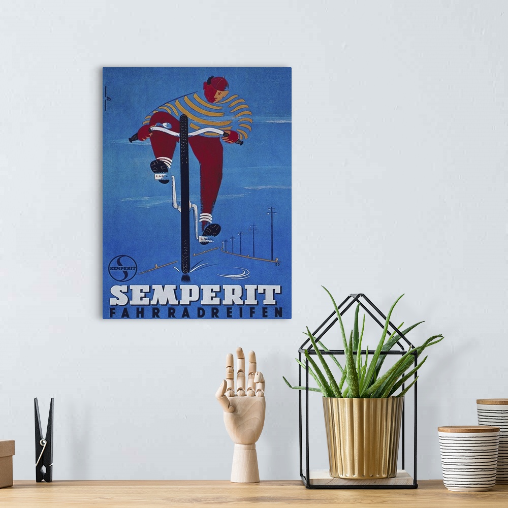 A bohemian room featuring Semperit - Vintage Bicycle Advertisement