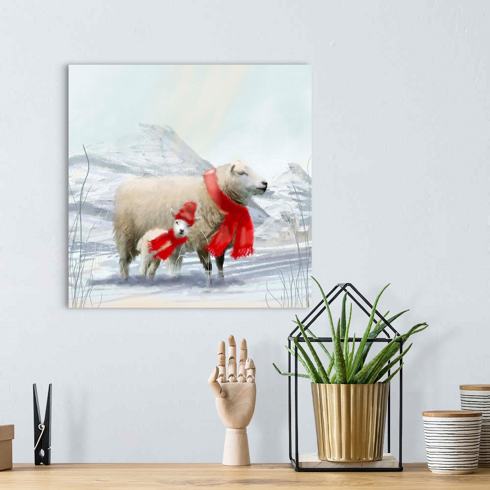 A bohemian room featuring Sheep Red Scarf