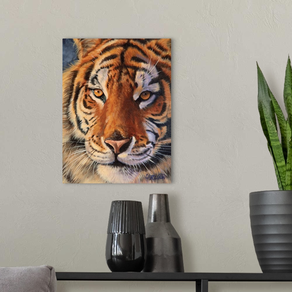 A modern room featuring tiger