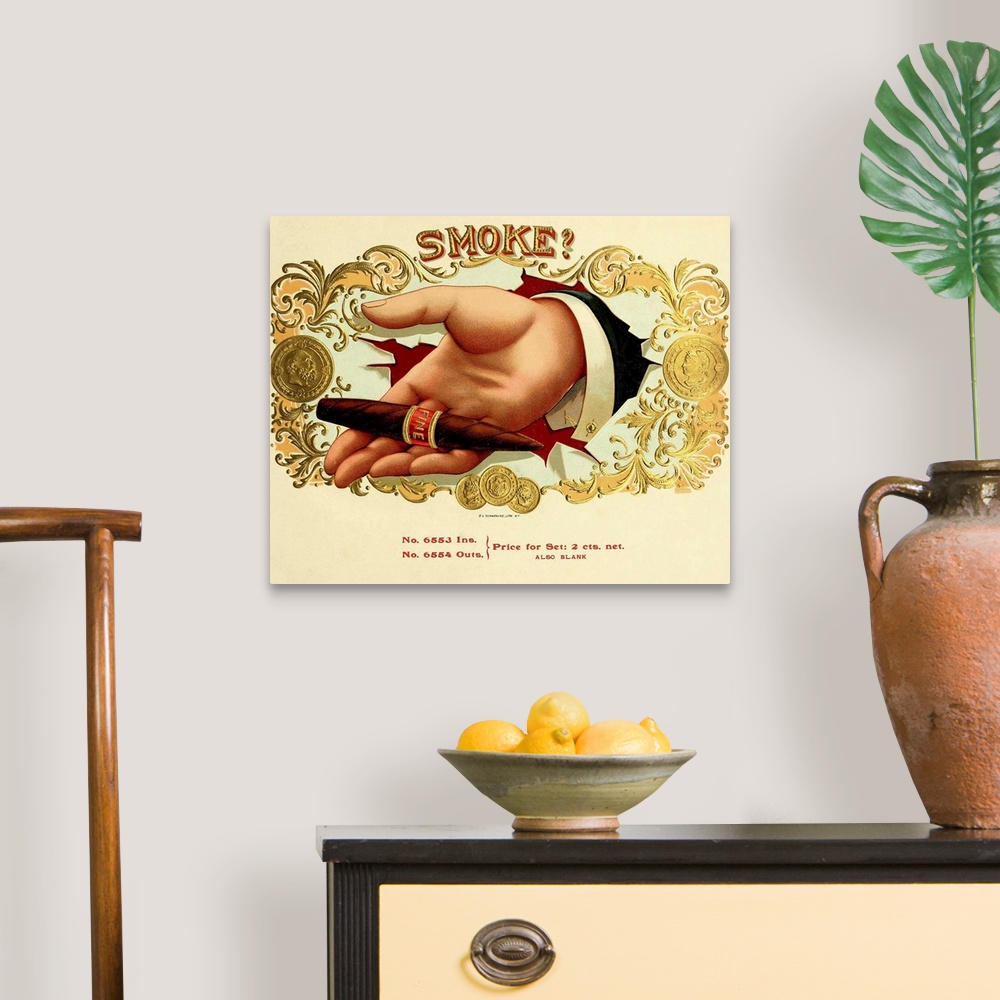 A traditional room featuring Smoke! - Vintage Cigar Box