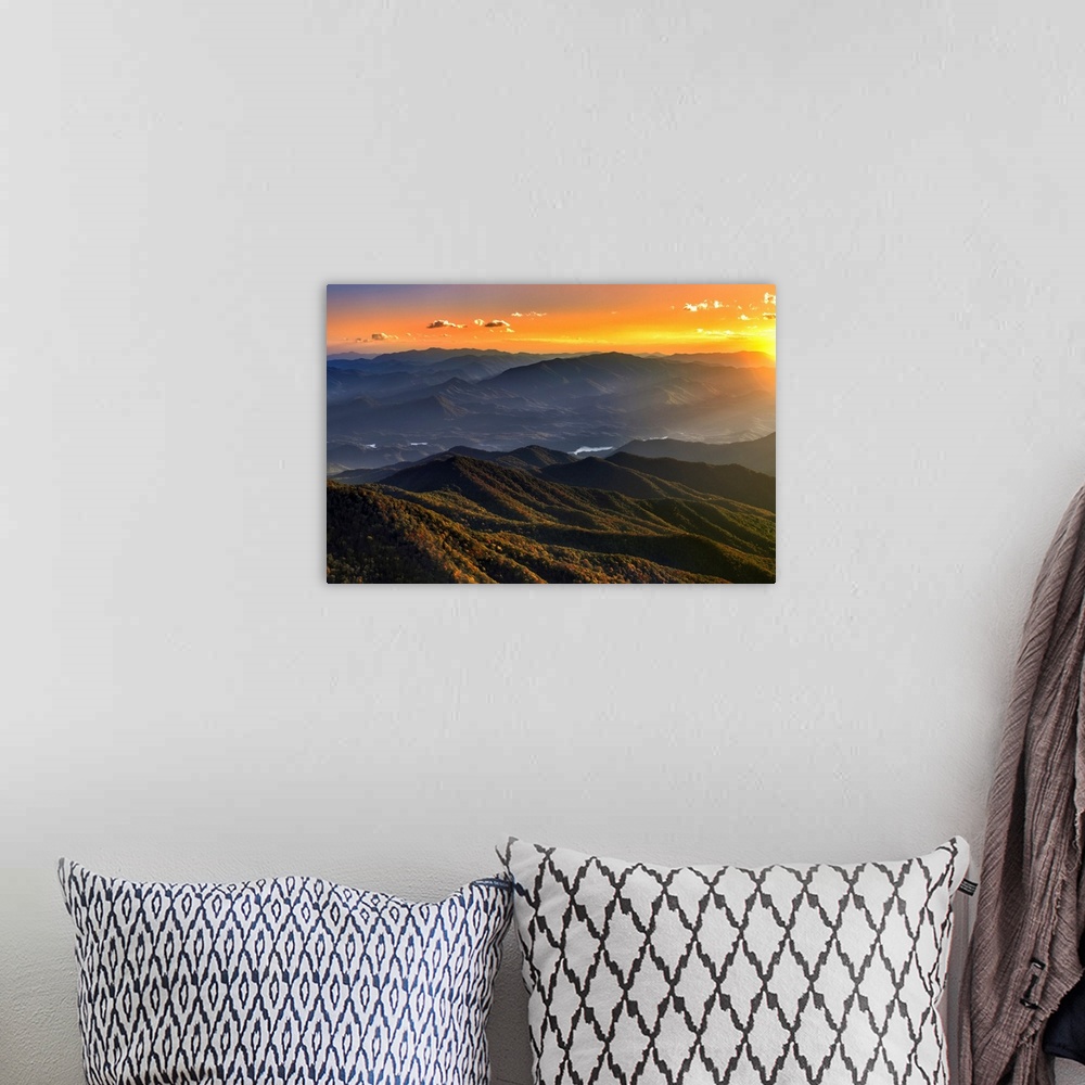 A bohemian room featuring Smoky Mountains Sunset