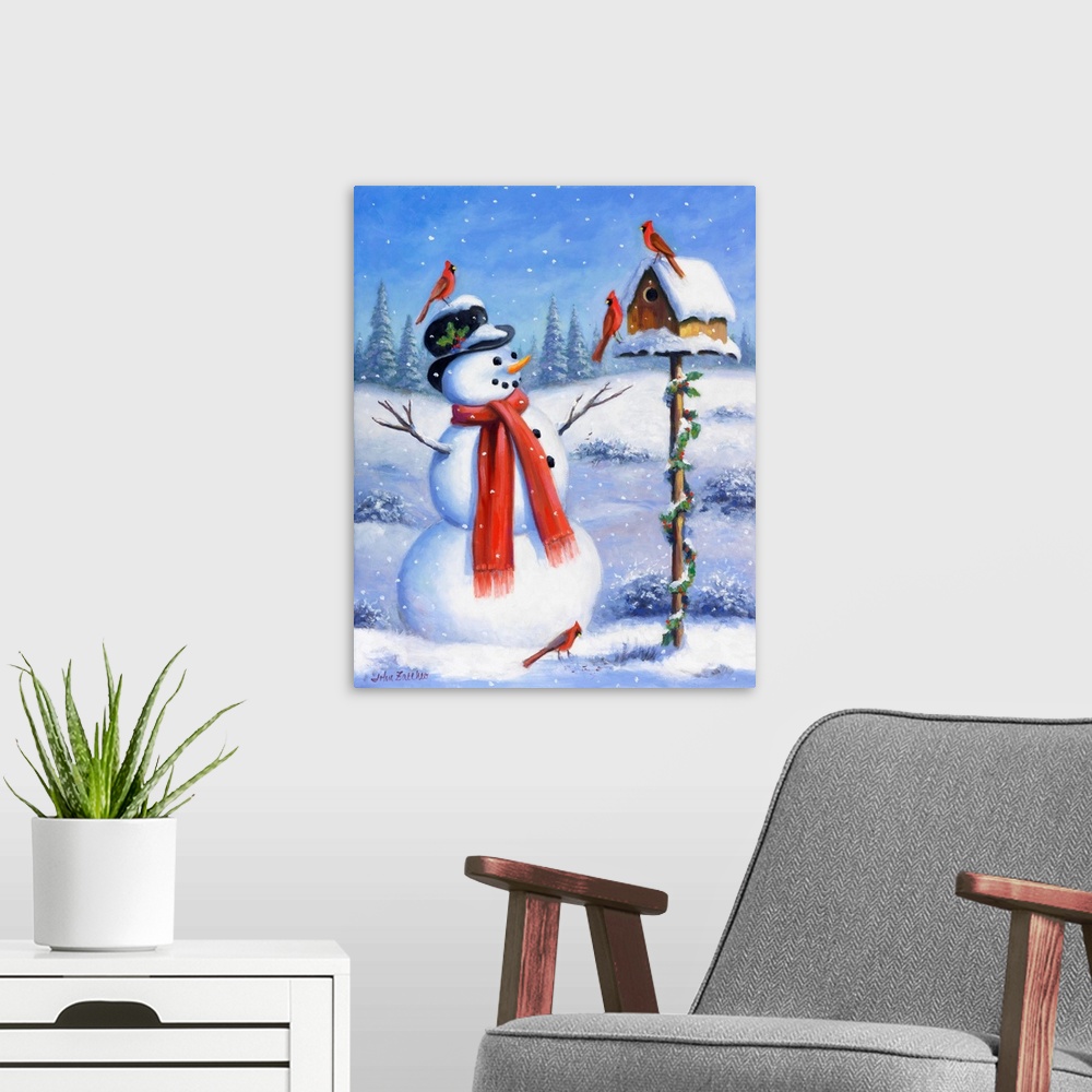 A modern room featuring Snowman And His Friends