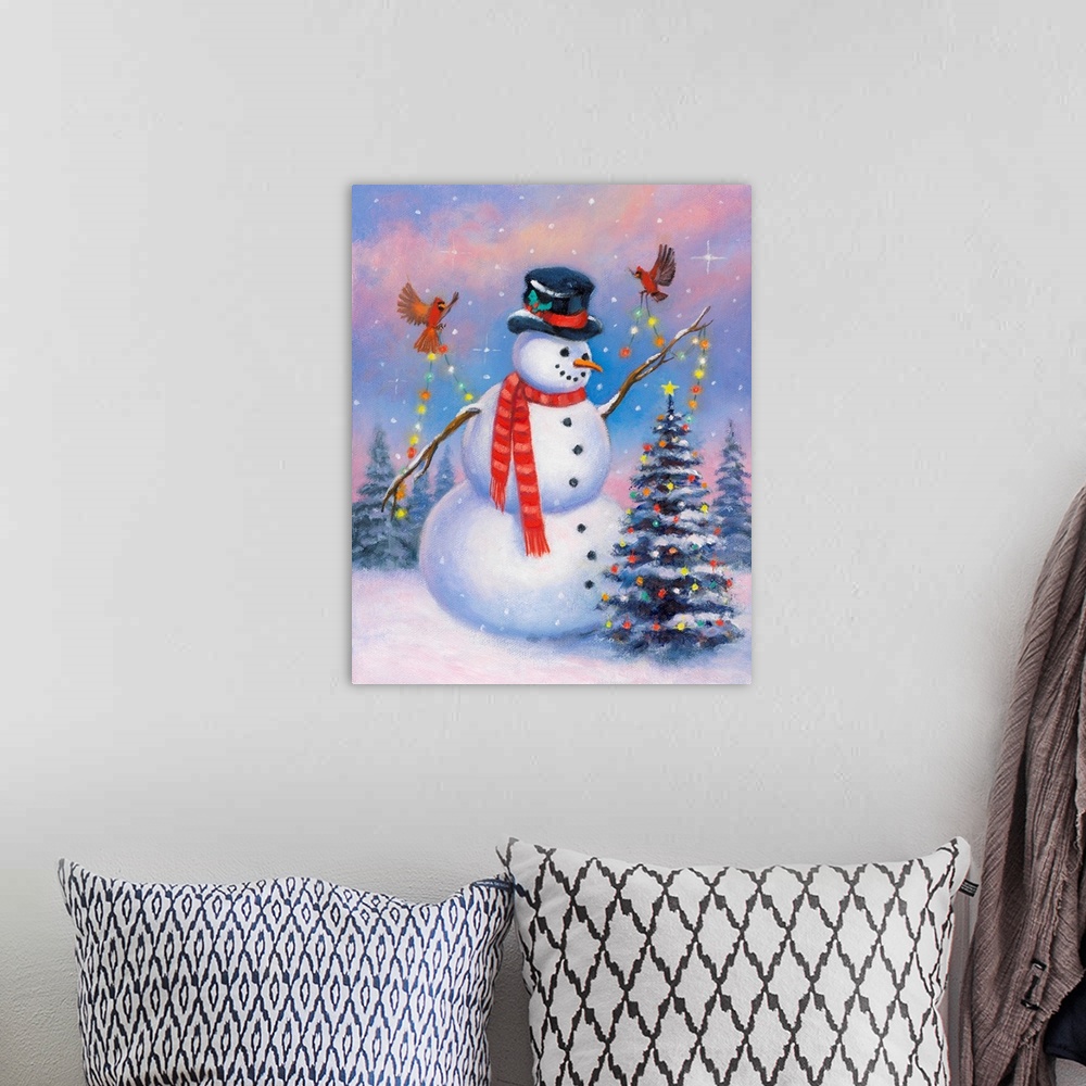 A bohemian room featuring Snowman Decorating The Tree