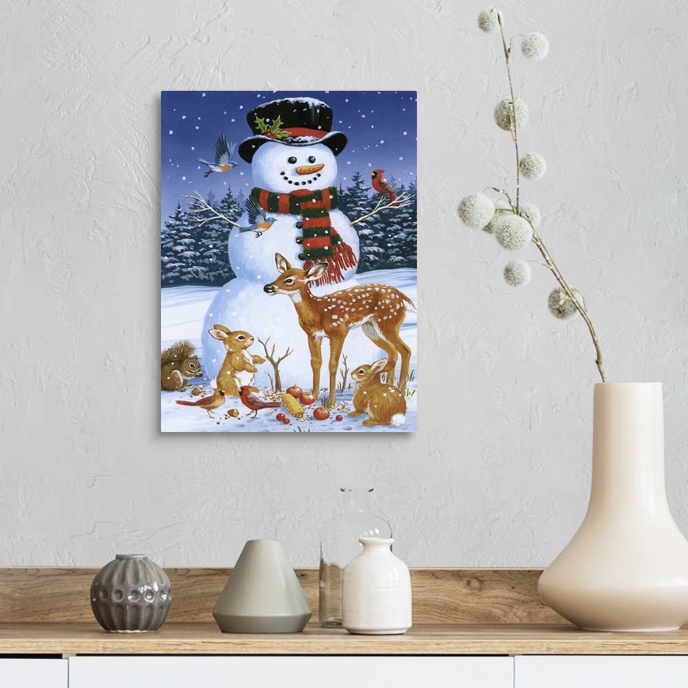 A farmhouse room featuring Snowman With Friends
