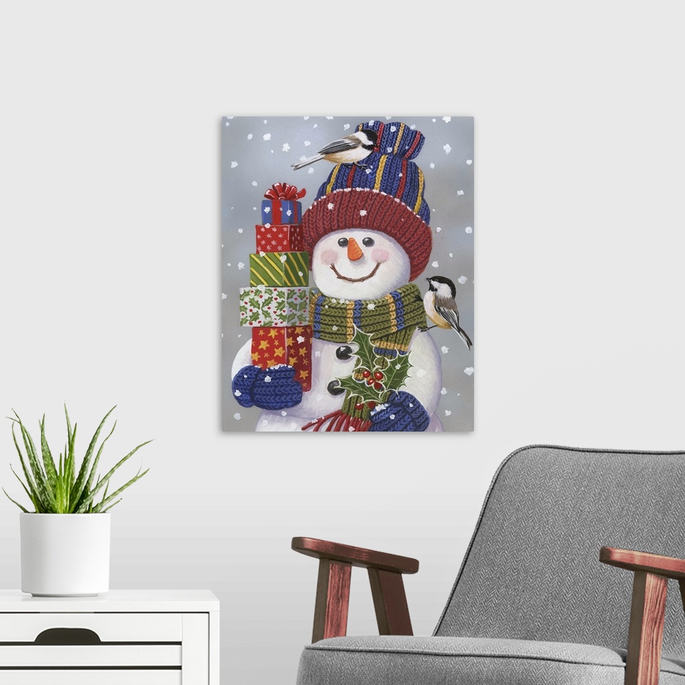 A modern room featuring Snowman With Presents
