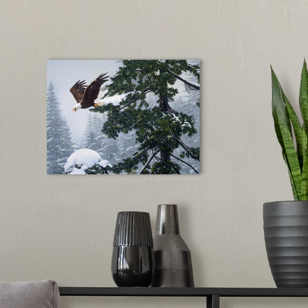 A modern room featuring Soaring Eagle, Winter
