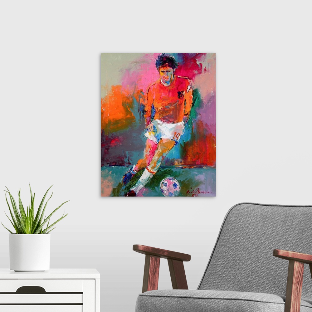 A modern room featuring Soccer