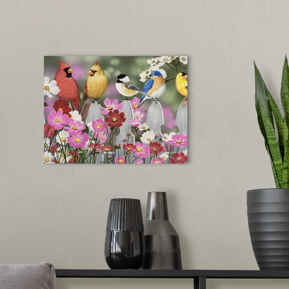 A modern room featuring Song Birds and Cosmos
