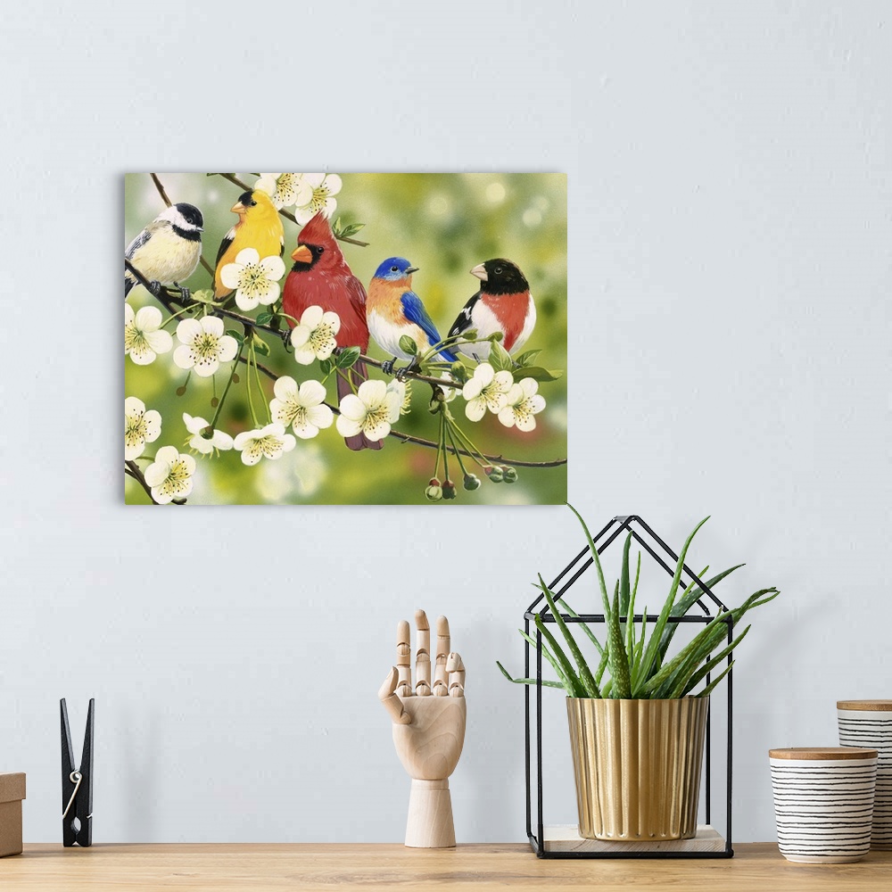 A bohemian room featuring Songbirds On a Flowering Branch