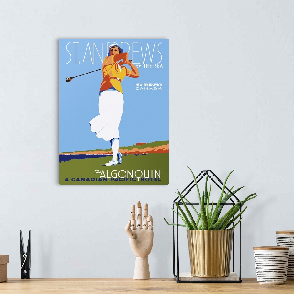 A bohemian room featuring Vintage poster advertisement for St. Andrews.
