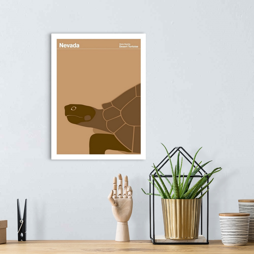A bohemian room featuring State Posters - Nevada State Reptile: Desert Tortoise