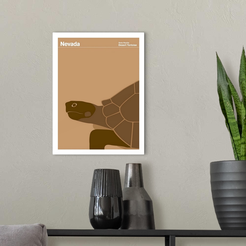 A modern room featuring State Posters - Nevada State Reptile: Desert Tortoise