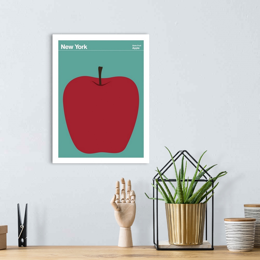 A bohemian room featuring State Posters - New York State Fruit: Apple