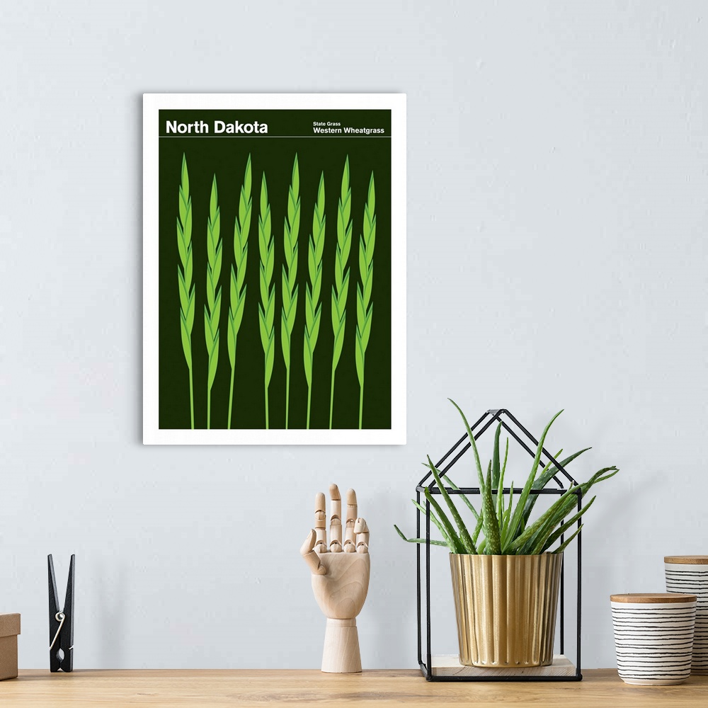 A bohemian room featuring State Posters - North Dakota State Grass: Western Wheatgrass