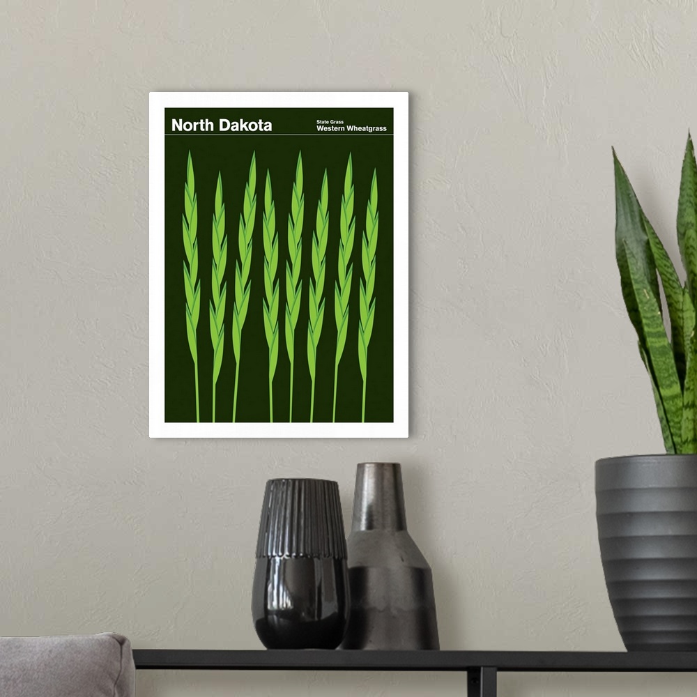A modern room featuring State Posters - North Dakota State Grass: Western Wheatgrass
