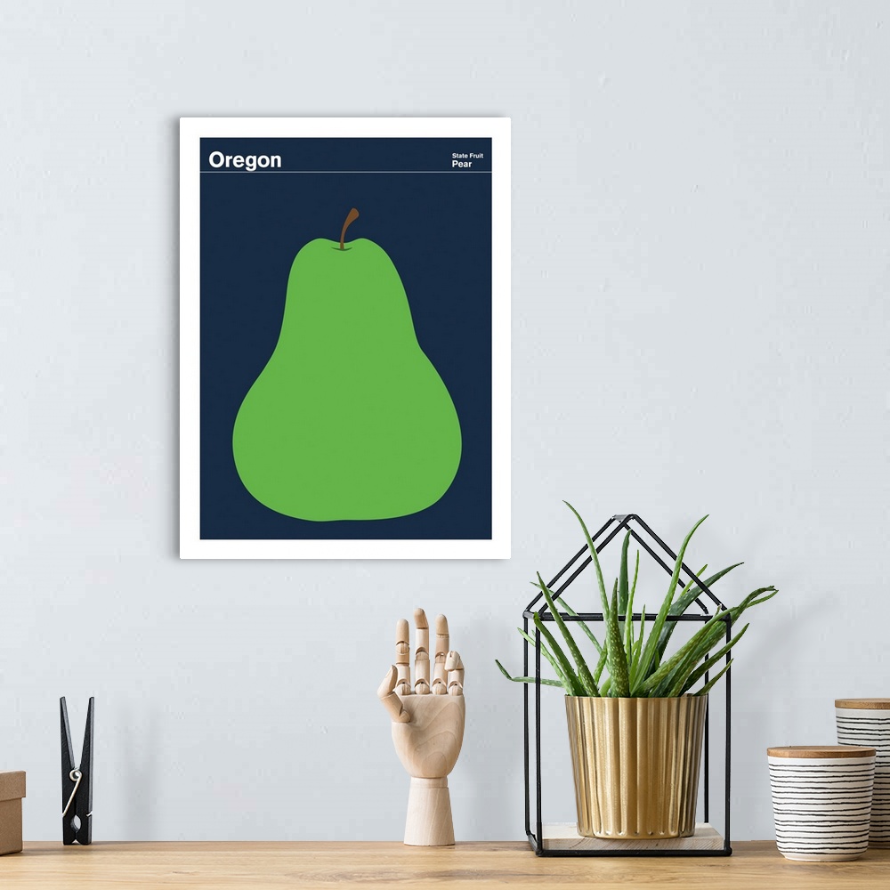 A bohemian room featuring State Posters - Oregon State Fruit: Pear