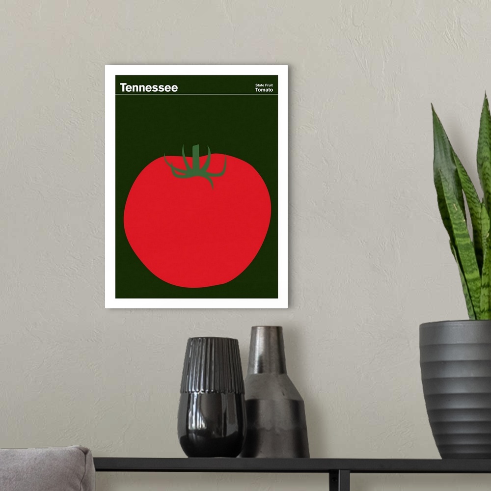 A modern room featuring State Posters - Tennessee State Fruit: Tomato