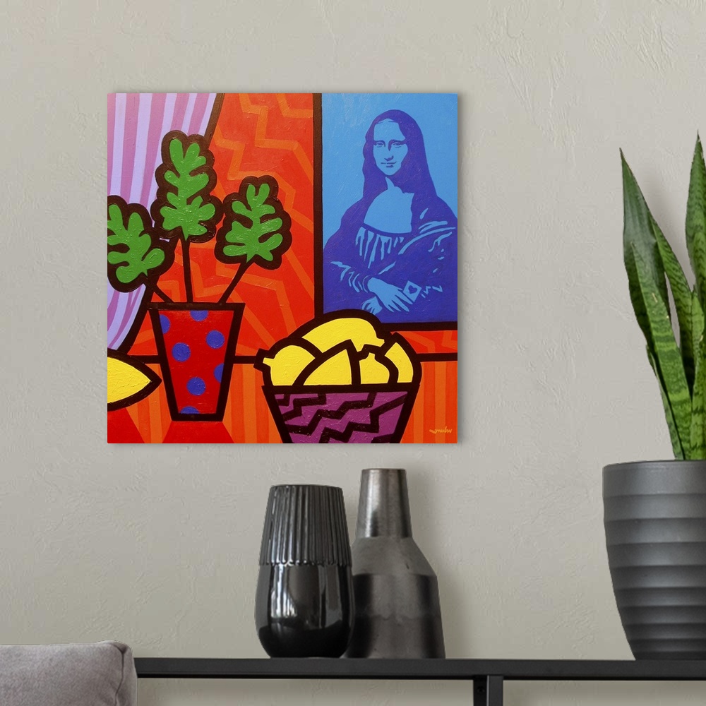 A modern room featuring Still Life With Matisse and Mona Lisa