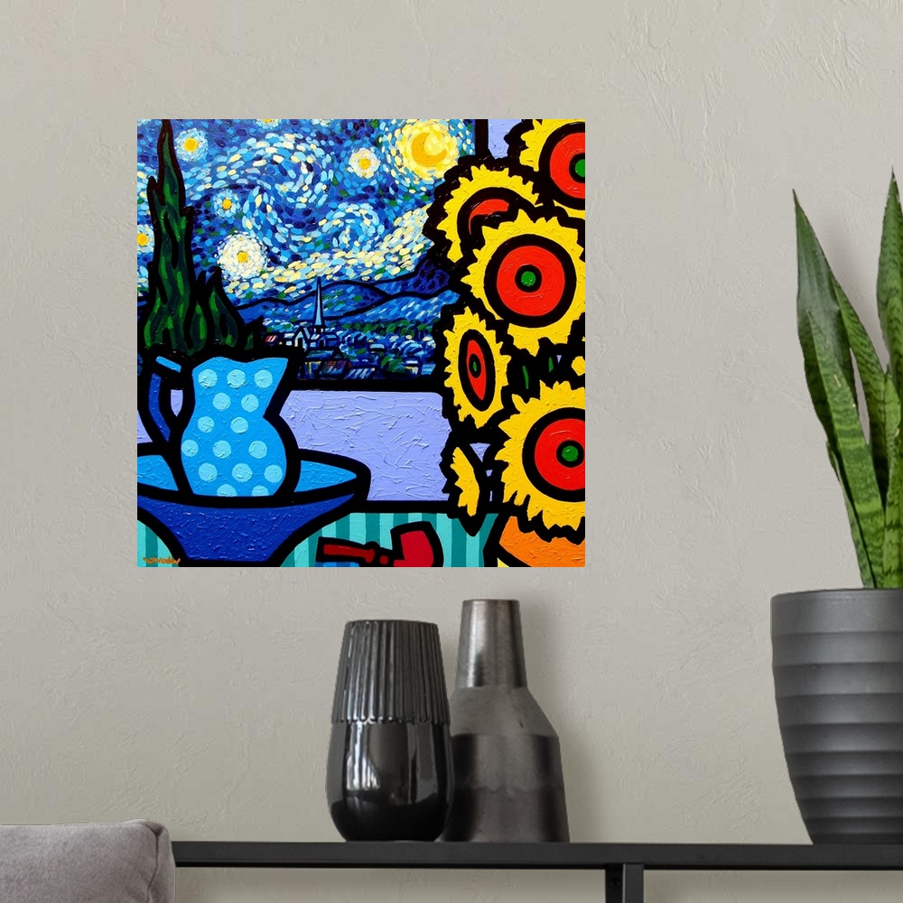 A modern room featuring Still Life With Starry Night