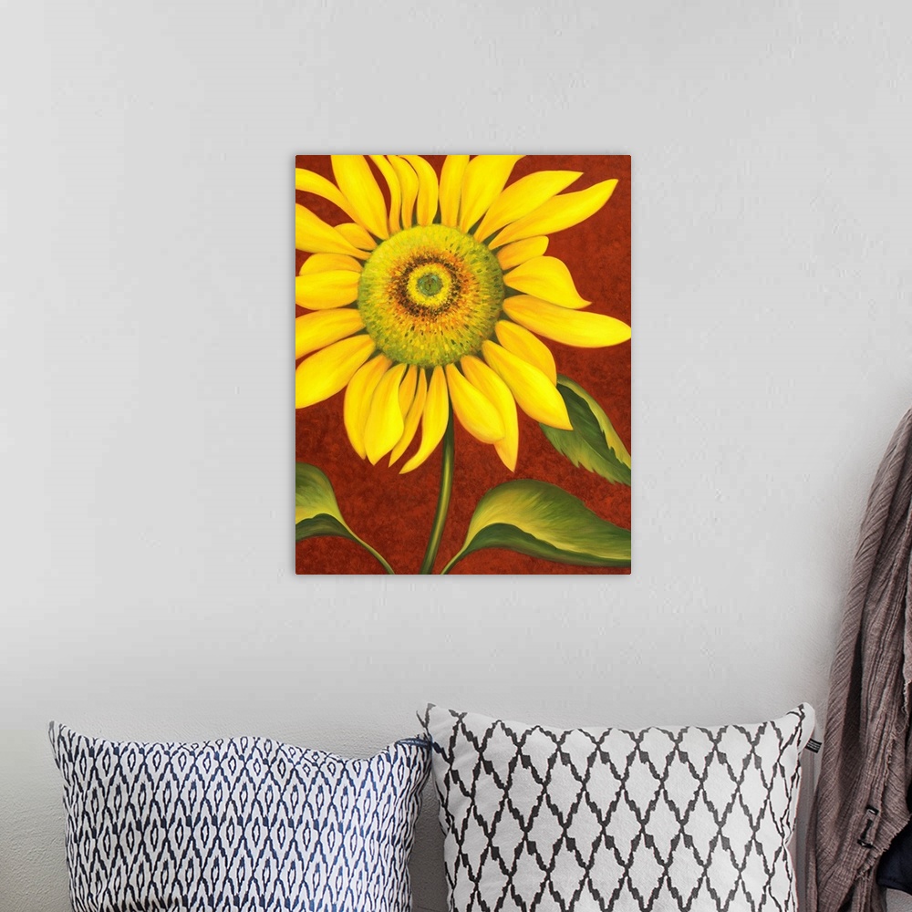 A bohemian room featuring sunflower