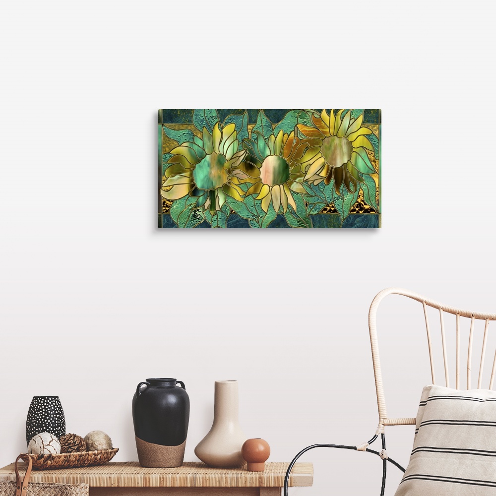 A farmhouse room featuring Sunflowers