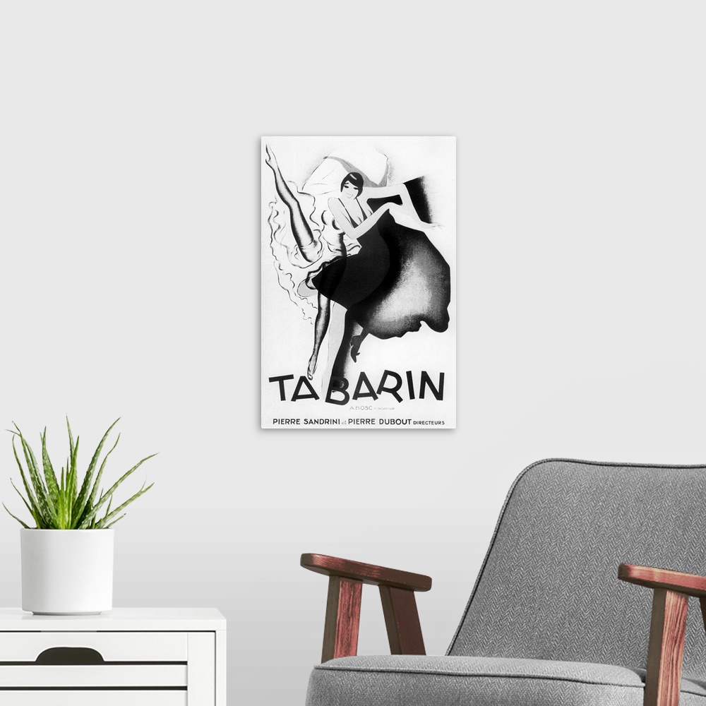 A modern room featuring Vintage poster advertisement for Tabarin Art Deco.