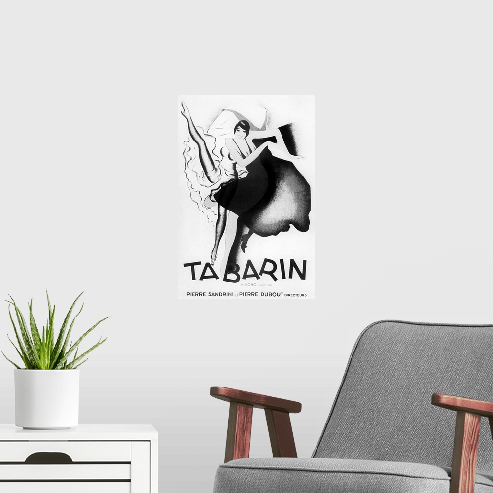 A modern room featuring Vintage poster advertisement for Tabarin Art Deco.
