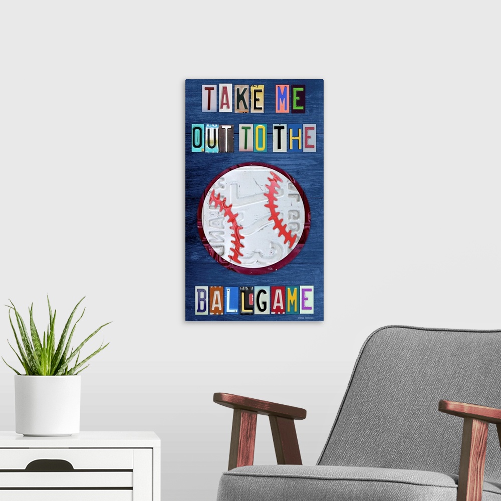 A modern room featuring Take Me Out To The Ballgame