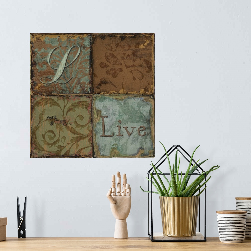 A bohemian room featuring Tapestry Words I