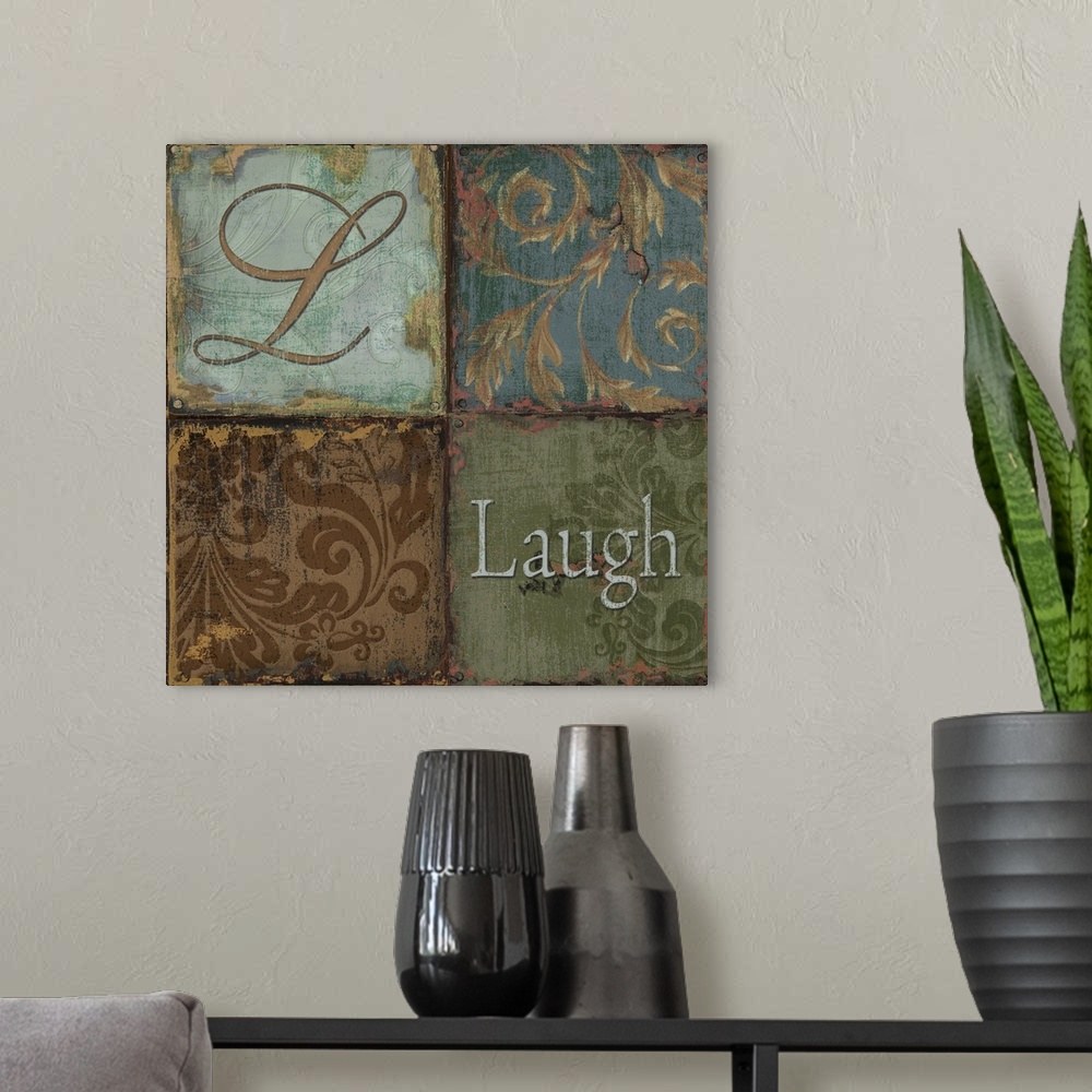 A modern room featuring Tapestry Words II