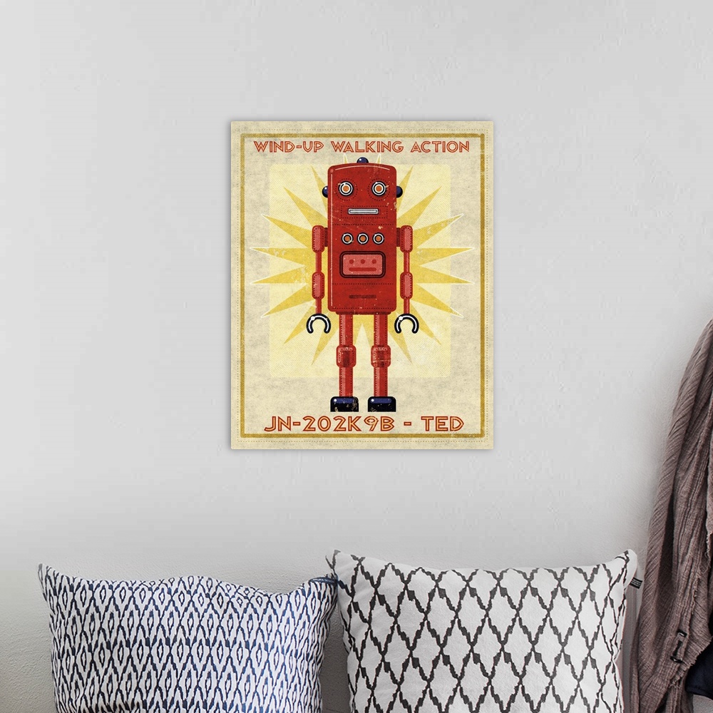 A bohemian room featuring Ted Box Art Robot