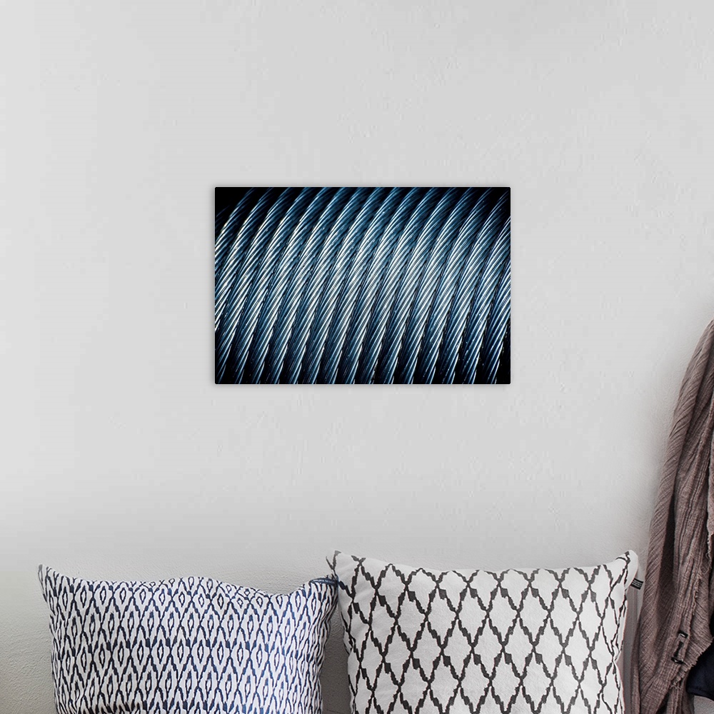 A bohemian room featuring Close-up photograph of coiled up metal wire.