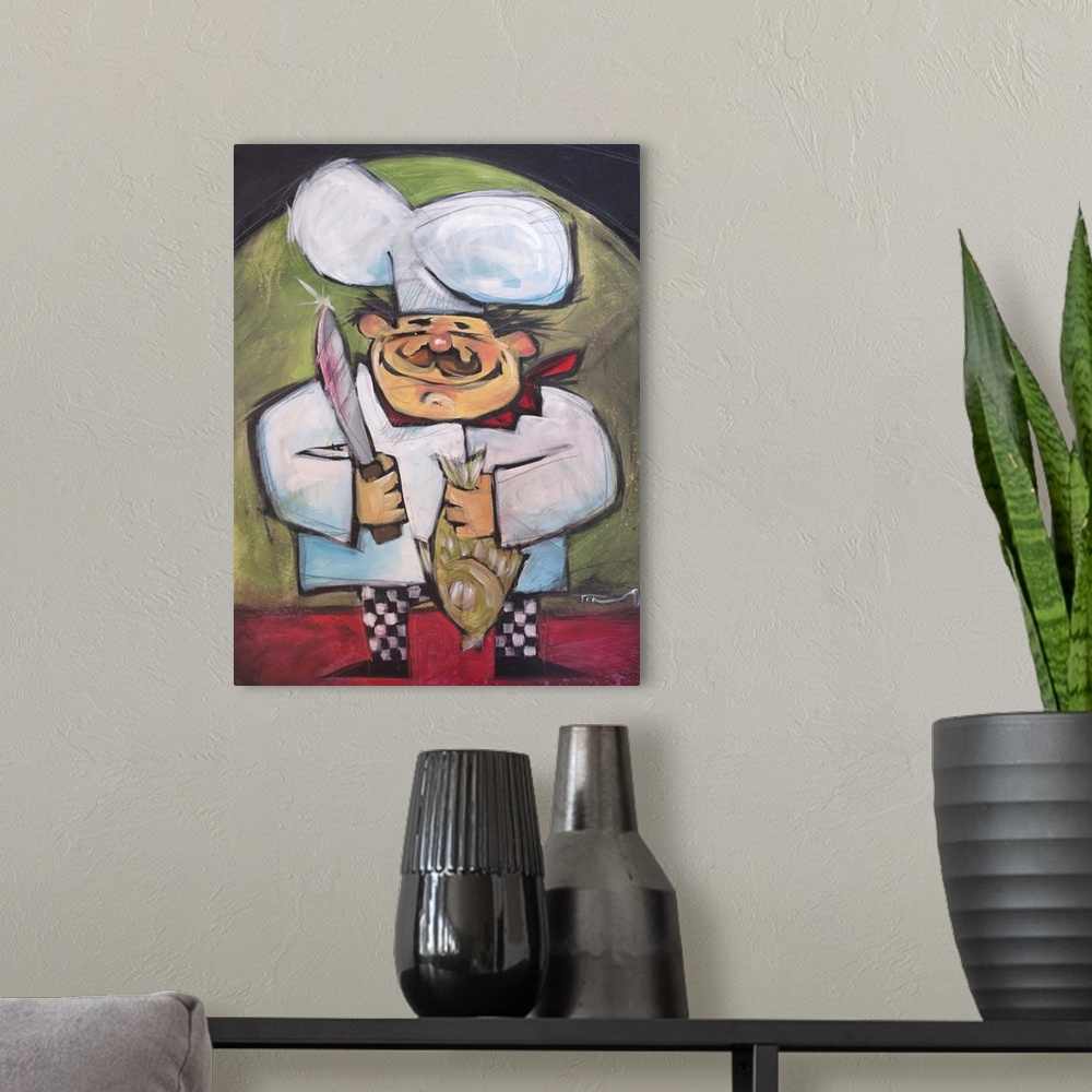 A modern room featuring The Fish Chef