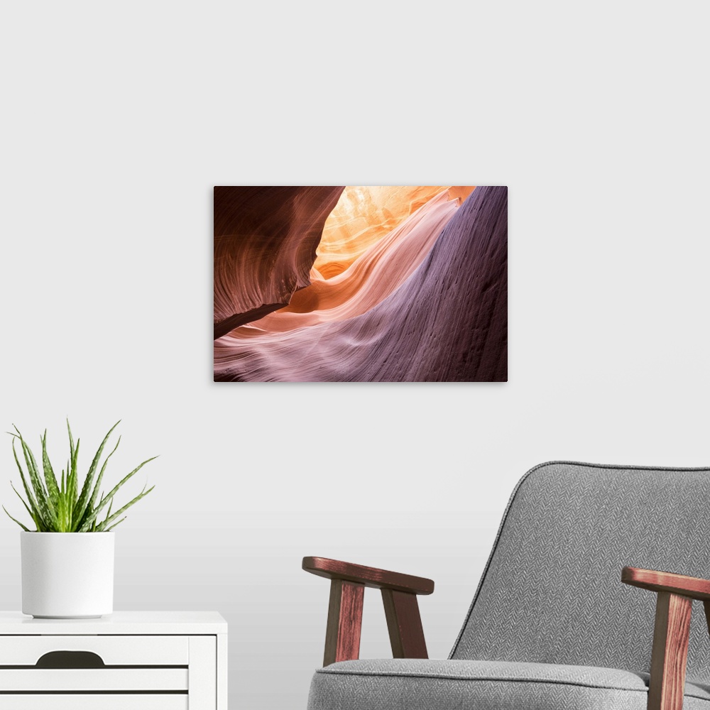 A modern room featuring The Lower Wave I Photograph