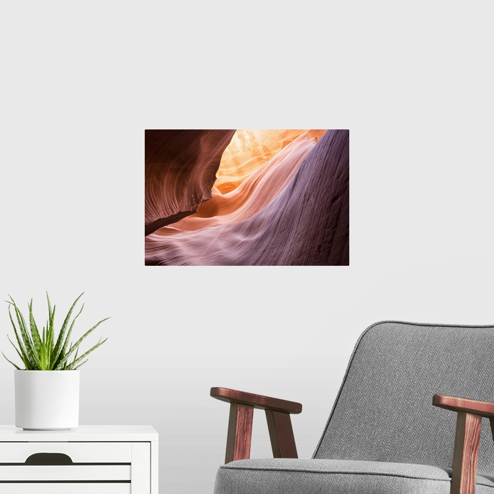 A modern room featuring The Lower Wave I Photograph