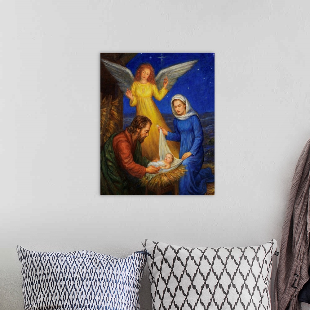A bohemian room featuring The Savior Is Born