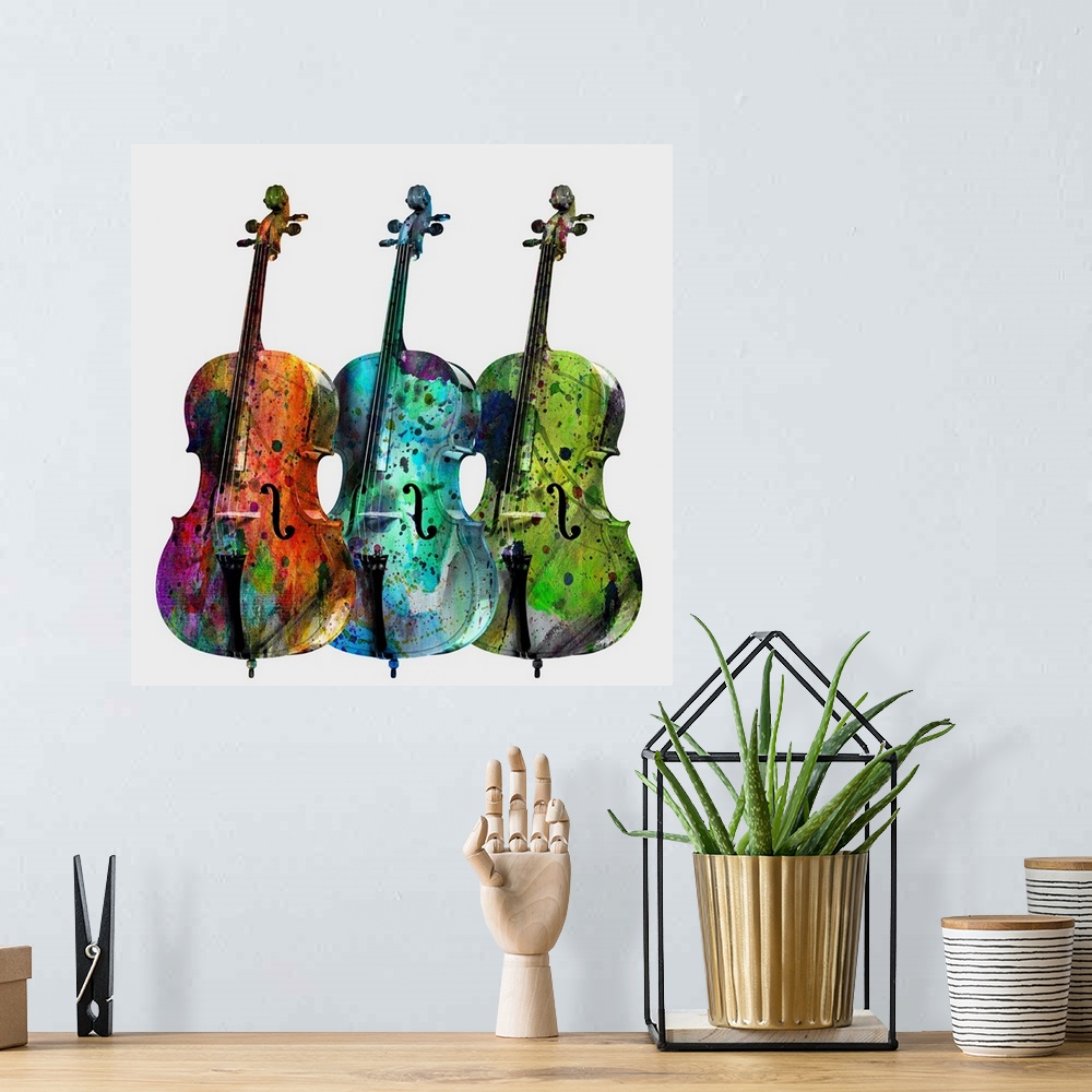 A bohemian room featuring Three Cellos