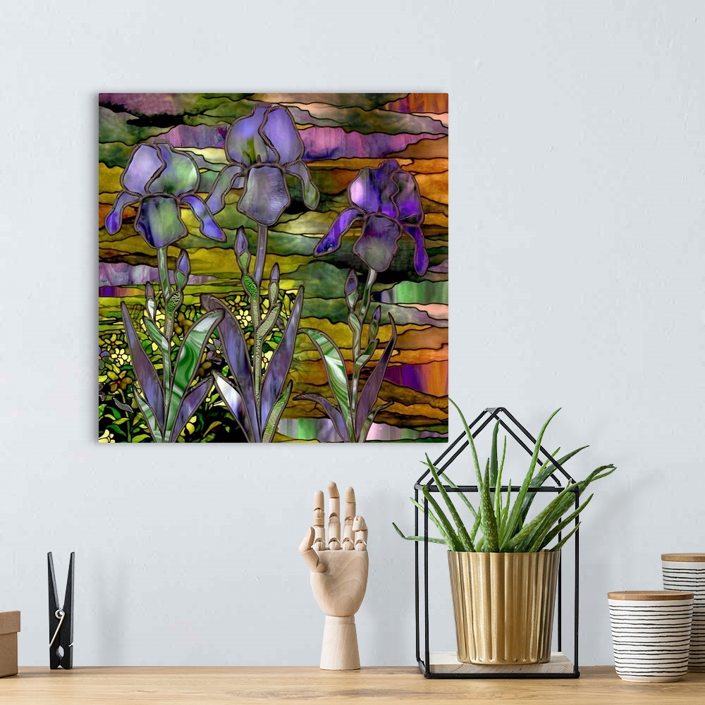 A bohemian room featuring Three Irises