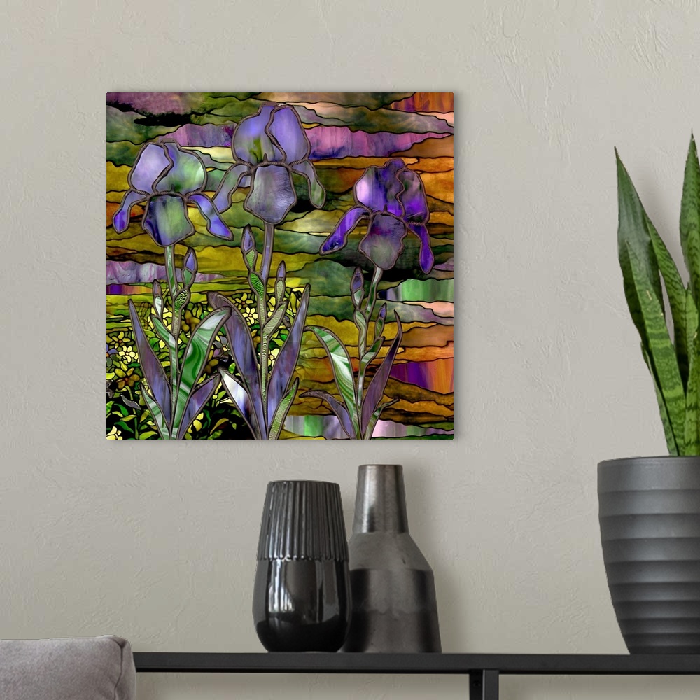 A modern room featuring Three Irises