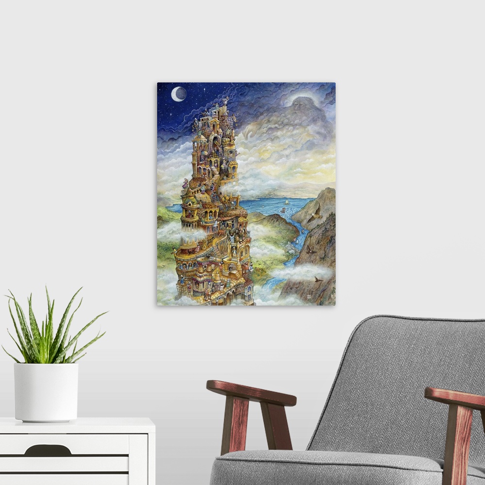 A modern room featuring Tower Of Babel