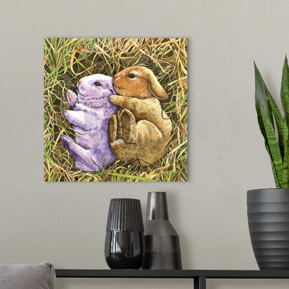 A modern room featuring Two Bunnies