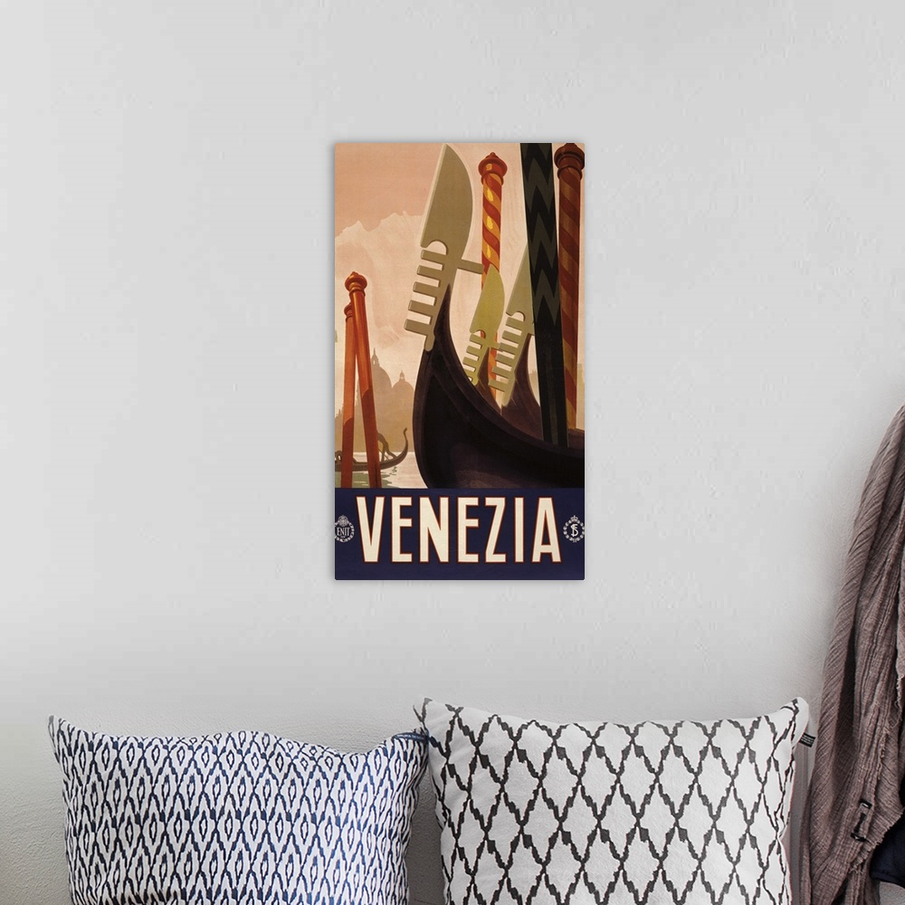 A bohemian room featuring Venezia - Vintage Travel Advertisement