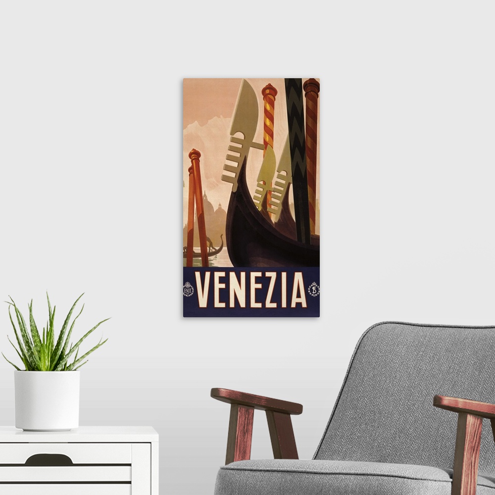 A modern room featuring Venezia - Vintage Travel Advertisement