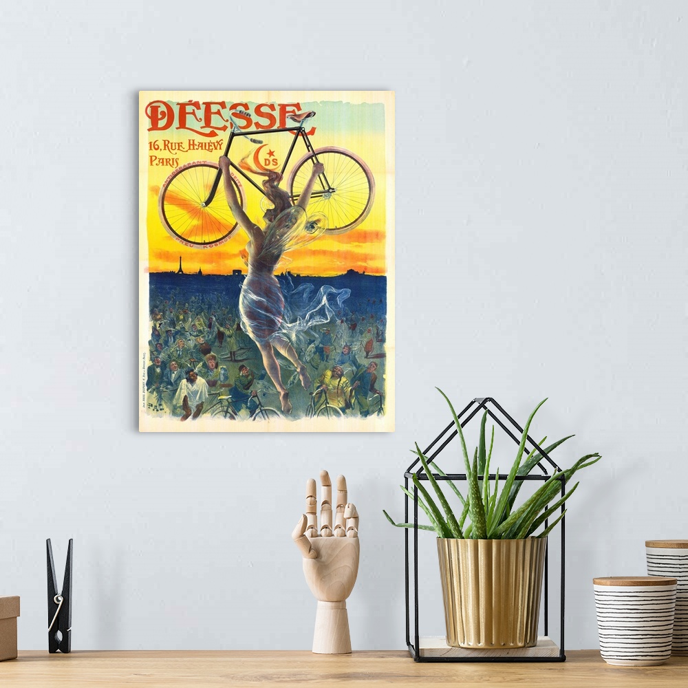 A bohemian room featuring Vintage Advertising Poster - Deesse Cycles