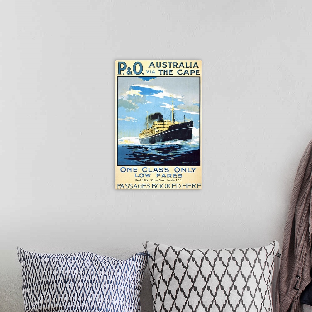 A bohemian room featuring Vintage Advertising Poster - P.