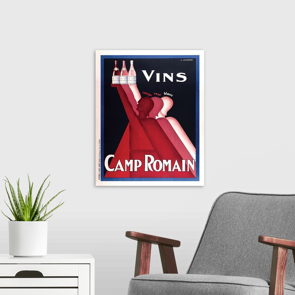 A modern room featuring Vins Camp Romainwine bottle vintage