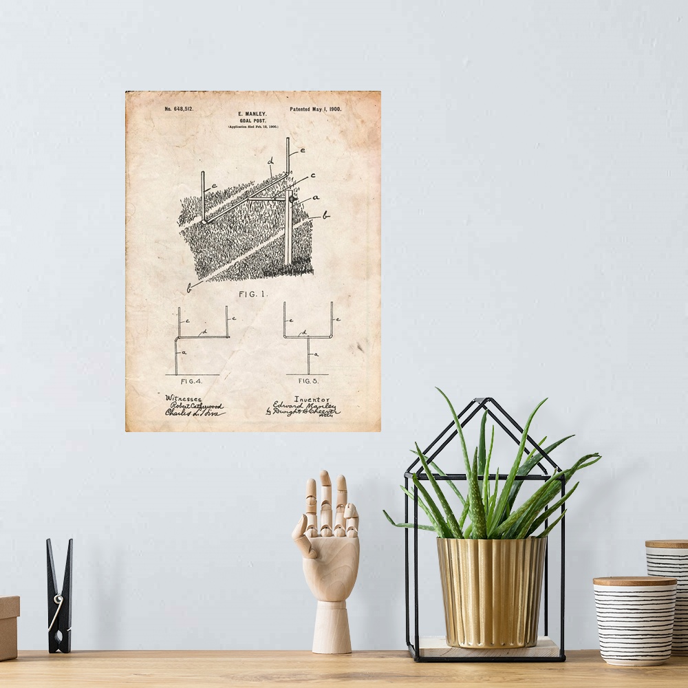 A bohemian room featuring Vintage Parchment Football Goal Post Poster