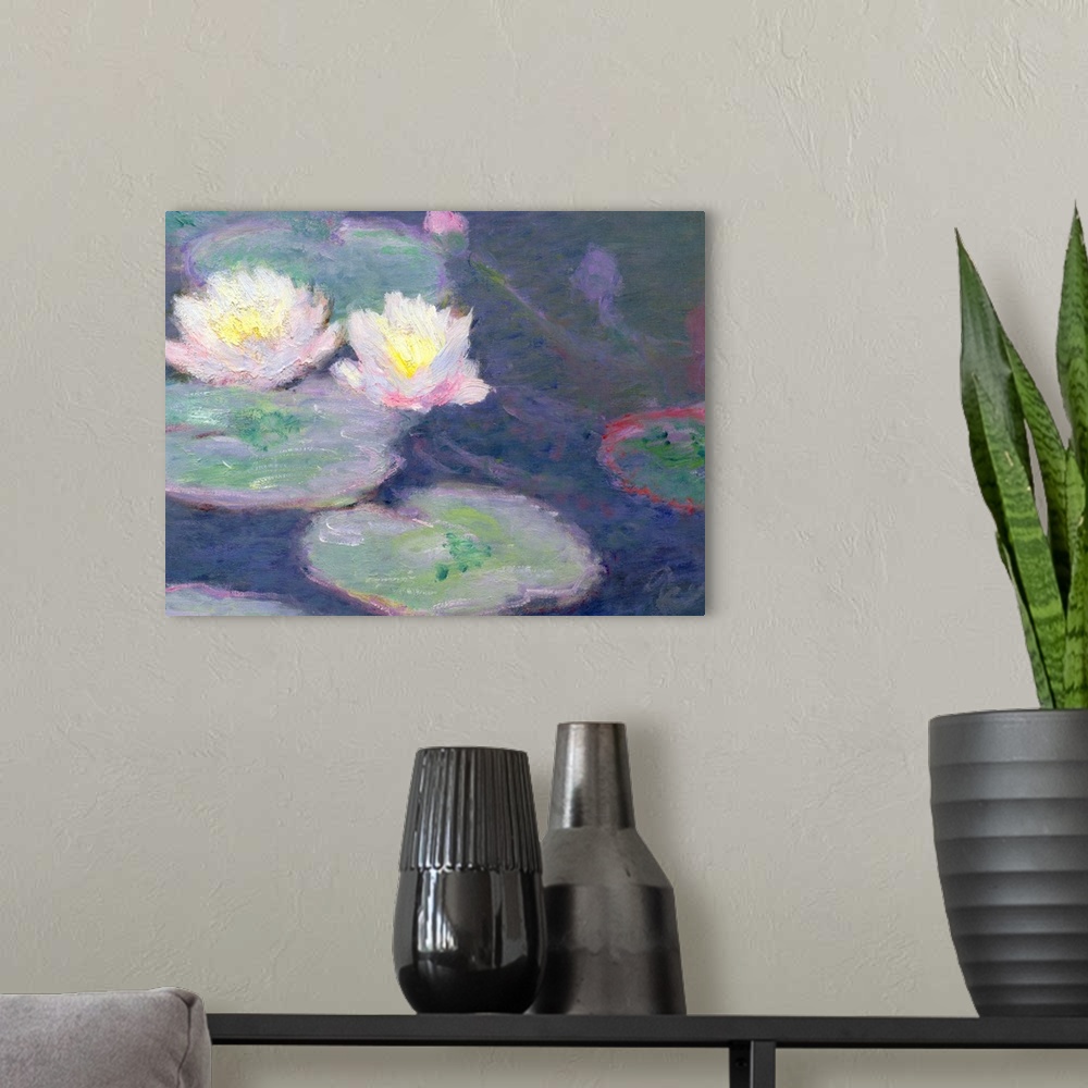 A modern room featuring Water Lilies